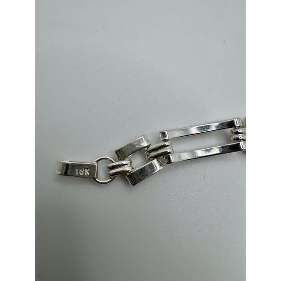 Designer Peruvian Sterling Silver 950 and 18K Gold Inlay Bracelet - 7.5” - Picture 5 of 6